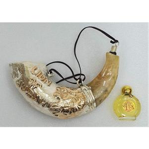 Silver 925 Anointing Ram Shofar Lion Of Judah with Gift of 12ml Anointing Oil Bottle from the Holy Land