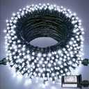 JMEXSUSS 200 LED White Christmas Lights Outdoor, 66ft Connectable Christmas Tree Lights Indoor Green Wire, 8 Modes Waterproof Twinkle String Lights Plug in for Wedding Party Xmas Decorations