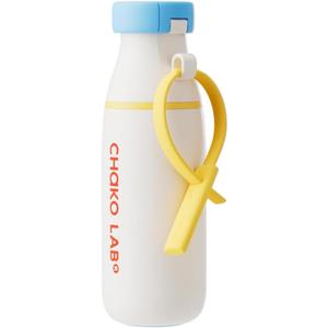 CHAKO LAB Insulated Stainless Steel Water Bottle with Two Strap | BPA-Free Leak Proof | 17oz Bottle with Spout Lid & Straw | Milk Pudding