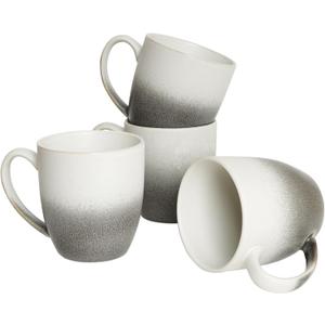 Bosmarlin Ceramic Coffee Mug Set of 4, 17 Oz, 3 Colors to Choose, Tea Cups, Dishwasher and Microwave Safe, Reactive Glaze (Gradient Grey White, 17 Oz)