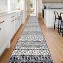 KUTA Extra Long Runners for Hallways 2.6x20ft Washable Black Boho Runners