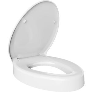 Elevated Toilet seat 3 inch, Elongated Toilet seat risers for Seniors, Slow Close, Heavy Duty, Never Loosen, Raised Toilet seat Elongated Bowl, White(18.5)