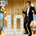 Pooqla 2.4FT Light Up Numbers for 10 Year Old Girl Boy Gifts, Marquee Numbers Party Decor for Her Him, Mosaic Big Sign for 10th Birthday Decoration Backdrop, Cool White and Warm White Number 10