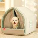 Dog Cave Bed,Cat House Winter Warm Dog House, Closed Winter Covered Dog Bed Cat Bed Tent, Dog Hideout Pet House Pet Bed All Seasons Applicable for Cat and Puppies Below 33lbs/15kg (A, Large)