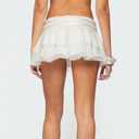 Women Y2K Layered Ruffle Chiffon Mini Skirt (White, M)
