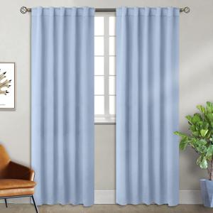BGment Rod Pocket and Back Tab Curtains for Bedroom - Thermal Insulated Room Darkening Curtains for Living Room, 2 Window Curtain Panels (42 x 84 Inch, Spa Blue)