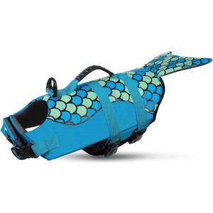 Queenmore Mermaid Dog Life Jacket, Dog Life Vest for Swimming, Dog Floating Vest, Lightweight Dog Swimming Vest, High Buoyant Dog Life Jackets for Small, Medium, Large Dogs (Blue,XXL) Queenmore Mermaid Dog Life Jacket, Dog Life Vest for Swimming, Dog Floating Vest, Lightweight Dog Swimming Vest, High Buoyant Dog Life Jackets for Small, Medium, Large Dogs (Blue,XXL)