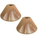 2 Pack Woven Rattan Lampshades, Conical Boho Style Pendant Light Shades, Small Lamp Shade Replacement for Floor Lamps, Pendant Lights, Table Lamps