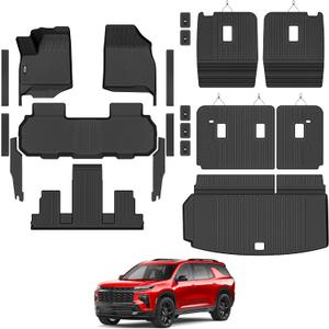 Floor Mats & Trunk Mat & Backrest Mat for 2024-2027 Chevy Traverse 7 Seats