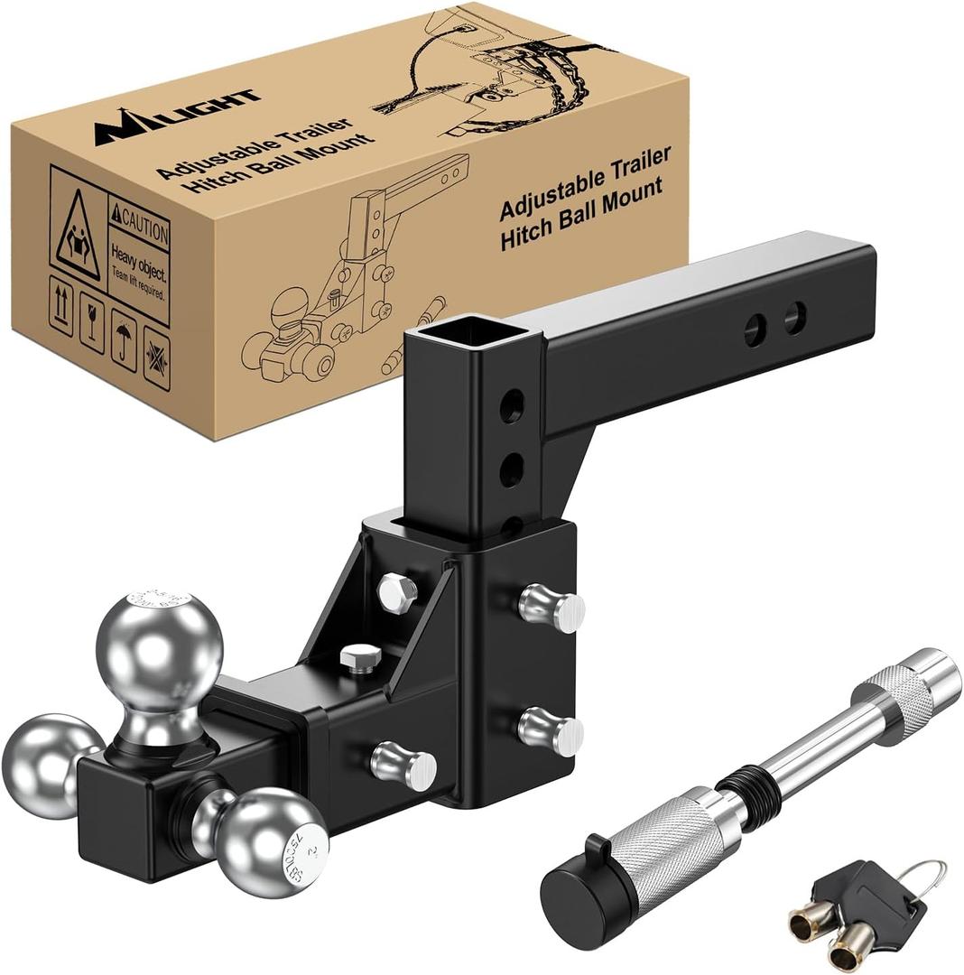 Nilight Trailer Hitch Tri-Ball Mount Fits 2'' Receiver
Tri-Ball 1-7/8''-6000LBS 2''-7500LBS 2-5/16''-10000LBS Capacity Chrome Trailer Ball Hitch with Solid Shank