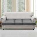 T Cushion Sofa Slipcovers Leather-Look 3PC Stretch Sofa Cushion Covers for 3 Cushion Couch Individually Couch Seat Covers with Elastic Bands, Pet-Friendly, Non-Slip, Easy Fit - Grey