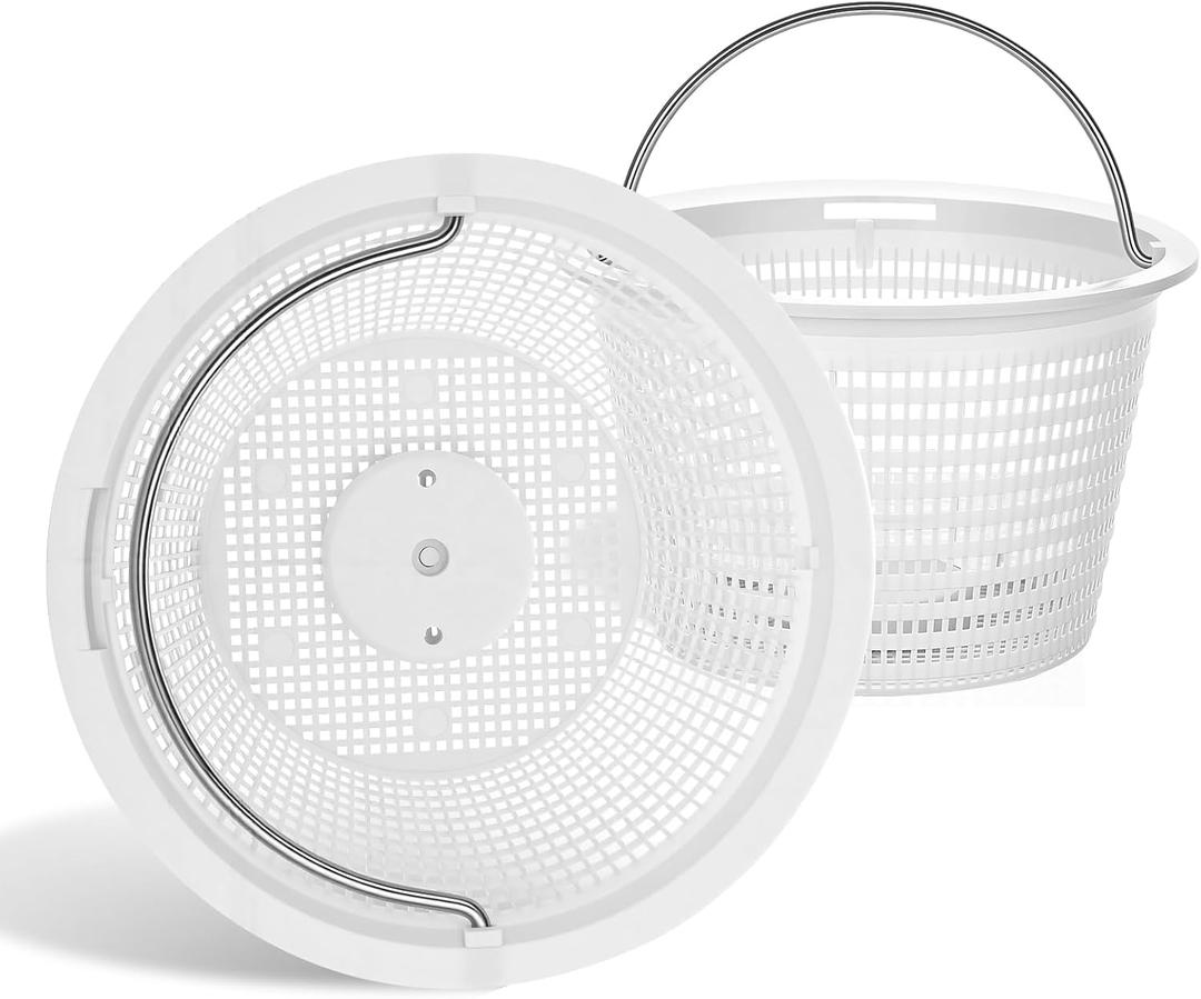 2-Pack Weighted Pool Skimmer Basket for Inground Pools, Heavy Duty Filter Basket with 316 Stainless Steel Handle, Replacement for Hayward SP1070/SP1070E & Pentair U-3