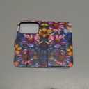 DEENAKIN for iPhone 17 Pro Wallet Case with Card Holder + Cash Clip, RFID-Blocking, Military-Grade Protection & UV-Printed Artwork, Magnetic Closure with Leather Kickstand - Vibrant Defined Blossoms