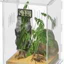 Reptile Terrariums, with Temperature Hygrometer, 7.1"x7.1"x11.8" Acrylic Reptiles Breeding Box Terrarium Cage Tank for Small Reptile Insect Home Office (Arboreal Large)