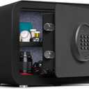 Digital Safe Box, 1.0 Cu.ft Heavy Duty Solid Steel Home Safe with Keypad, Small Personal Security Lock Box for Money, Jewelry, Anti-Theft Money Box for Hotel, Dorm, Office (Black)