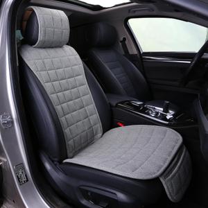 Suninbox Car Seat Covers Front Seat Only,Cloth Car Seat Covers,Linen Car Seat Protector Universal Fits Most Automotive,Vans,SUVs,Trucks Gray
