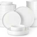 MALACASA 24 Pieces Porcelain Dinnerware Set, Modern White Dish Set for 6, Premium Serving Plates and Bowls Sets, Chip and Scratch Resistant Dishware Sets Kitchen Dishes Dining Ware Set, Series LEAH