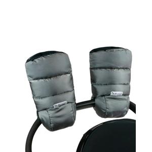 7AM Enfant Stroller Warmmuffs Gloves - Anti-Freeze Stroller Mittens for Handlebars, Water Repellent Hand Warmer Muff for Cold Weather, Plush Lined Stroller Warmmuffs | Winter Stroller Accessories (Metallic Grey)