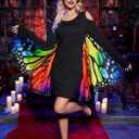 Maisolly Women's Halloween Costumes Butterfly Wings with Headband Lace Mask Winged for Adult S-XXL