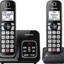 Panasonic Cordless Phone with Answering Machine, Advanced Call Block, Bilingual Caller ID and HighContrast Display, Expandable System with 2 Handset Cordless Telephones  KXTGD832M (Metallic Black)
