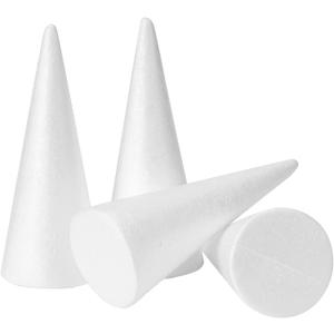 YURN Craft 4 Pack Foam Cones for Crafts, Foam Trees Cones, 3.829.49 in Cones Shaped Foam for Christmas Decorations, Gnomes, and DIY Art Projects.