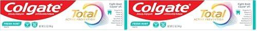 Colgate Total Fresh Mint Stripe Toothpaste, Mint Gel Toothpaste, 5.1 oz Tube (Pack of 2) 