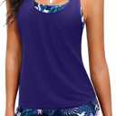 Yonique 3 Piece Womens Tankini Swimsuits with Shorts Athletic Bathing Suits Tank Tops with Bra and Boyshorts (Purple, M)