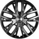 16-Inch ABS Hubcaps with Steel Rings & Adjusters, Patented Design, Universal Fit, Set of 4 Wheel Covers (Black-Gunmetal Grey)
