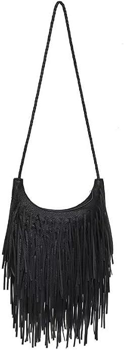 Tassel Shoulder Bag, Vintage Stylish Women PU Leather Bohemian Fringed, Vintage Hobo Crossbody Bag,Fringe Handbag