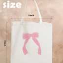 Coquette Pink Bow Canvas Tote Bag Aesthetic, Bow Beach Tote Bag, Trendy Gifts for Women 2025, Teen Girl Gifts Trendy Stuff, Shopping Bags