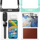 JOTO 2 Pack Large Waterproof Phone Pouch Bag, IPX8 Big Underwater Dry Bag with Lanyard for iPhone 16 15 14 Plus Pro Max, Galaxy S24 S23 Ultra, Airpods Cash Credit Card Essentials -Black & Green