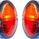 Tail Light 12V Black Duolamp Tail Light Rear Stop Indicator Turn Signals & License Plate Amber Red Lens Black Ring Universal for Ford Model A Hot Street Rat Rod Classic Custom Cars Trucks