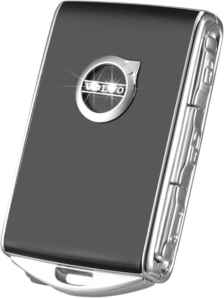 Car Key Fob Cover for Volvo XC90, XC60, XC40, S60, S90, V90, Zinc Alloy Matte Full Protective Case (Black)