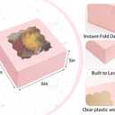 50Pcs 6x6x3 Cookie Boxes, Pink Bakery Boxes for Baked Goods, Cookies, Pastry, Strawberries, Macarons