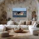 Funny Black Cat Wall Art Quirky Cat and Shark Pictures Canvas Print Abstract Ocean Animal Posters Wall Decor for Room Bedroom Living Room Bathroom Hilarious Sea Life Painting 12x18inch Framed (12L" x 18W")