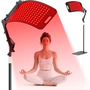 Red Light Therapy for Face and Body, Red Infrared Light Therapy Lamp with Stand, 660nm Red Light & 850nm Infrared Light Device with Large Panel, Stable Stand, Protective Glasses, Idea Gift for Women