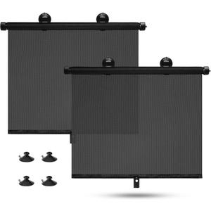 Car Window Shades - Side Window Sun Shade (2 Pack) Retractable Car Roller Sunshade for UV and Sun Glare Protection (14.3"x17.7")