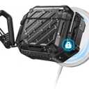 SUPCASE for AirPods 4 Case with Lock & Carabiner (Unicorn Beetle Pro), [IP68 Waterproof] [Military-Grade Protection] [Supports Wireless Charging] Anti-Scratch Hard Shell Waterproof Cover, Black