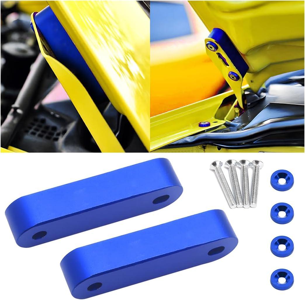 zipelo Car Hood Spacer Riser Kit, Aluminum Alloy Front Hood Vent Spacer Modification Kit, Car Hood Vent Spacer Riser Bolts Washers, Car Replacement Accessories Compatible with Most Cars (Blue)
