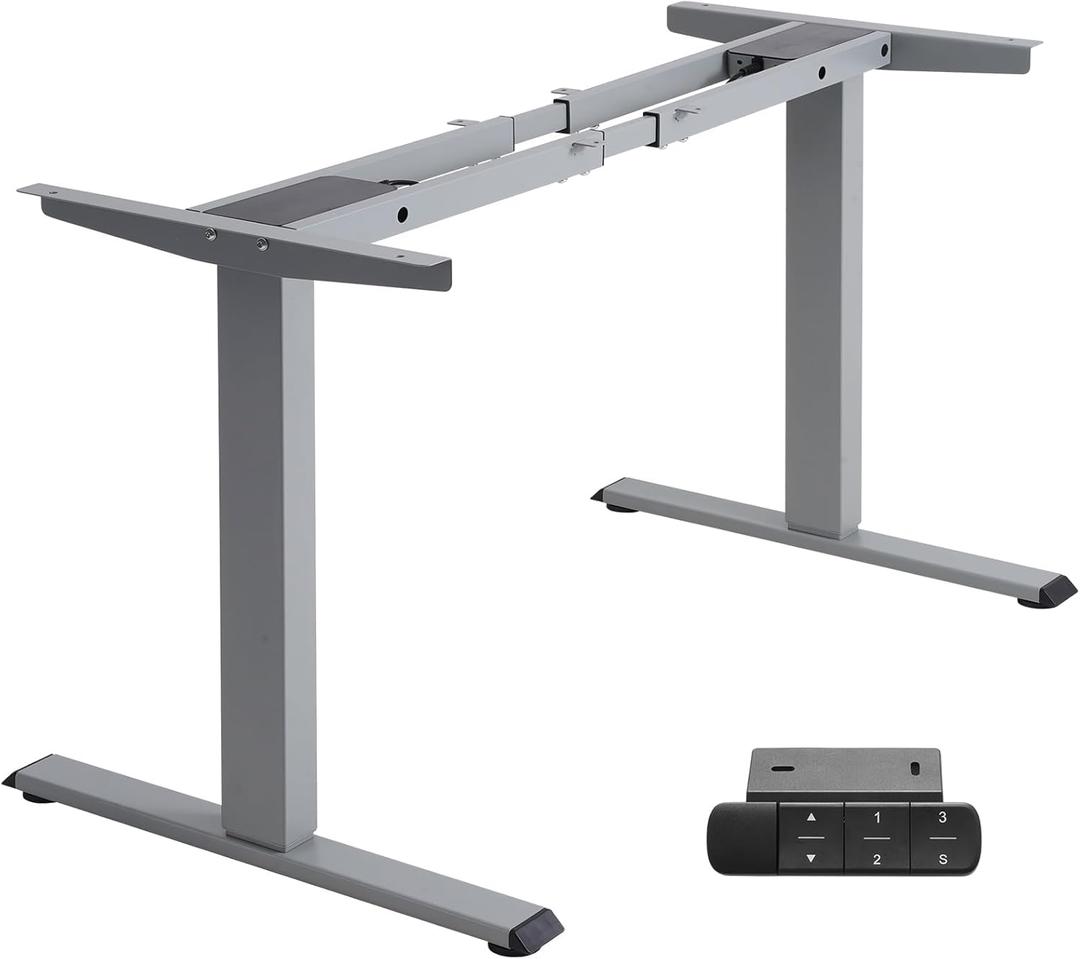 TOPSKY Dual Motor Electric Adjustable Standing for up to 70.8x31.5 Table Tops, 225 lbs Weight Capacity, Computer Desk for Home and Office (Grey Frame only)