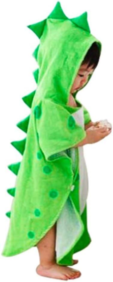 Maleroads Soft Cotton Baby Bath Towel Beach Towel Bathrobe for Kids 0-4 Years (Green Dinosaur, 21.545inch)