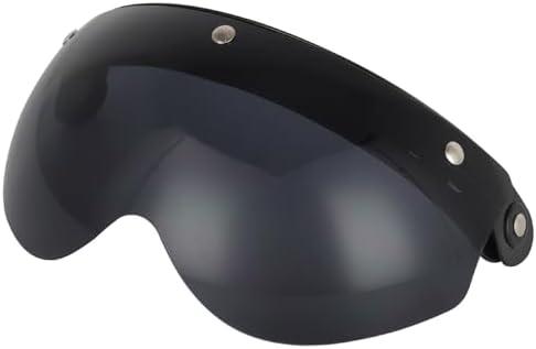 Soman Universal 3-Snap Visor Retro Pilot-Style for Open Face Motorcycle Helmet (Deep Smoke)