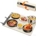 Food Warming Mat 24"x16", Electric Warming Tray with 6 Level Adjustable Temperature, Heating Fastly in 10s, Timed Function & Kids Lock, Portable Roll-Up Mat for Family Gatherings, Buffets and Parties (White)