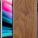 Wood Csae for iPhone Se (2en gen) and iPhone 7/8, Slim Shockproof Hybrid Cover for iPhone 7/8/Se (Walnut)