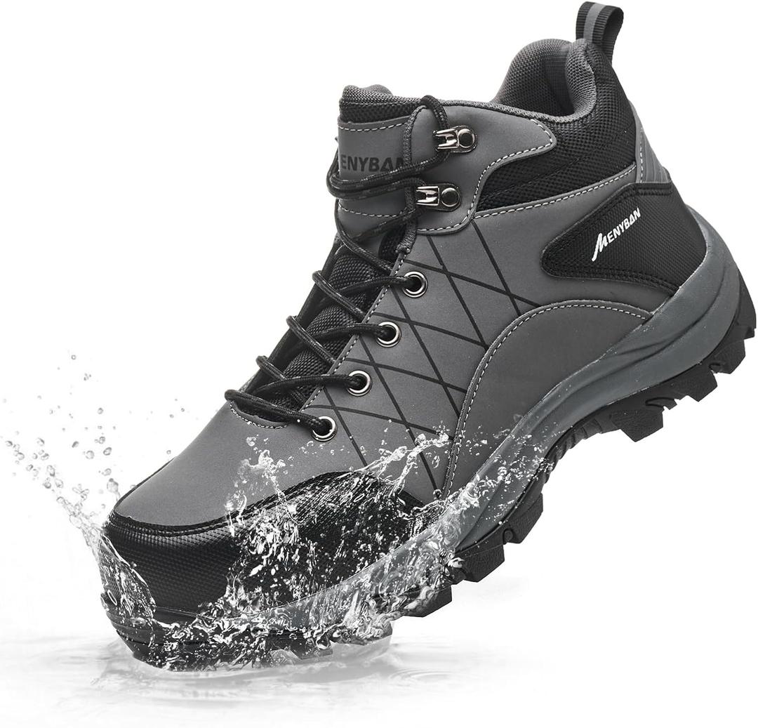 Steel Toe Boots for Men Waterproof Wide Width Slip Resistant Safety Toe Sneakers Puncture Proof Durable Construction Work Shoes for Outdoor Industrial Use (Grey-W-47)
