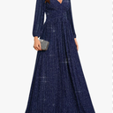 Ever-Pretty Women's A-Line Long Lantern Sleeves Formal Gowns Empire Waist Long Glitter Evening Dress Size 16
