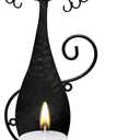 Glass Candle Holders for Pillar Candles,Black Metal Cat Wall Sconces Candle Holder