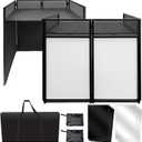 AxcessAbles Portable DJ Facade Booth with Black and White Lighting Scrims, Carry Cases | Standing DJ Table - 40" x 20" | DJ Controller Stand | Recording Mixer Stand | DJ Booth (ES-01)