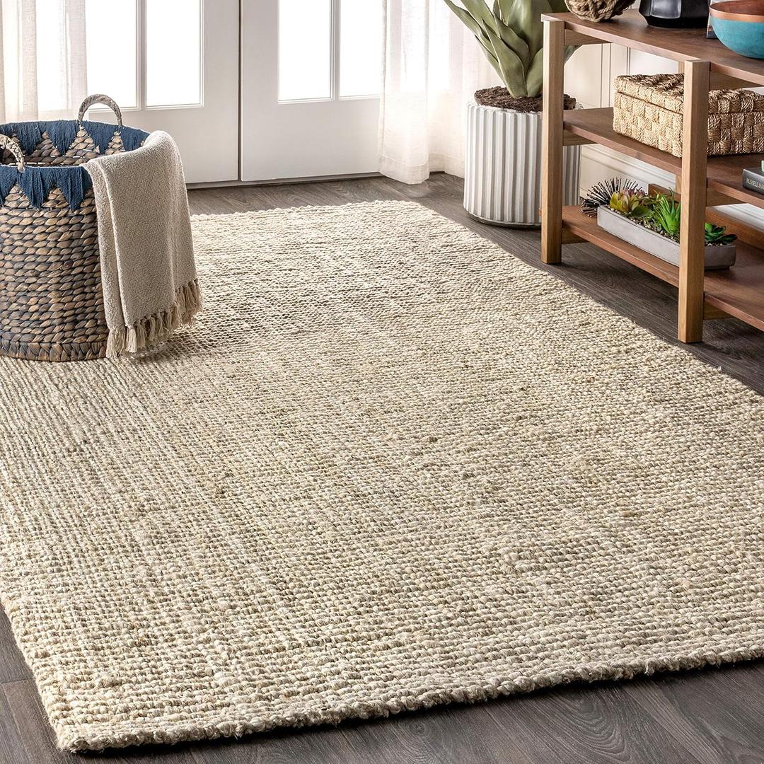 JONATHAN Y Pata Hand Woven Chunky Jute Light Ivory Indoor Area Rug, 8x10, Bohemian, Rustic, Cottage, Easy-Cleaning for Living Room, Bedroom, Kitchen, Non-Shedding (NRF102B-8)
