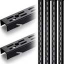 MorningRo 6 Pcs Shelf Rails Bracket Track 47.5 Inches Upright Closet System Hardware Adjustable Wall Standard Shelf Standards for Pantries, Linen Closets, Laundry Rooms, Utility Rooms (Black)
